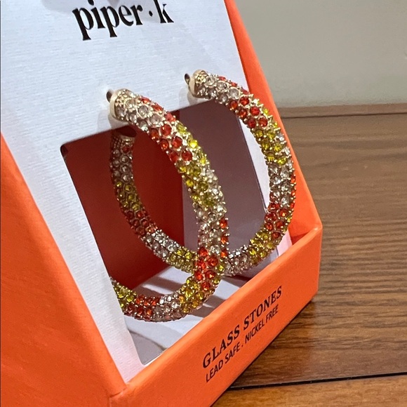 Piper K | Candy Corn Inspired Hoop Earrings - Picture 3 of 8